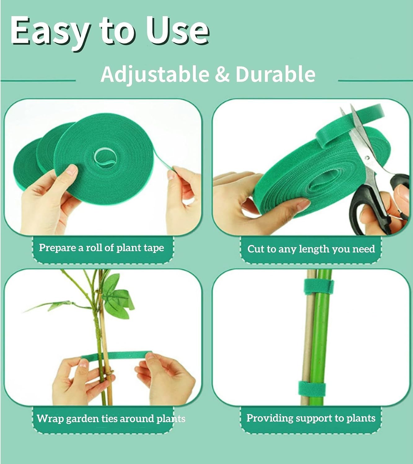 98.4 Feet Garden Tape Plant Ties Green Gardening Plant Tape Strap for Climbing Plants 1/2'' Gardening Tape to Support Plants, Vines, Tomatoes Reusable Gardening Ties Plant Tape (98.4feet)