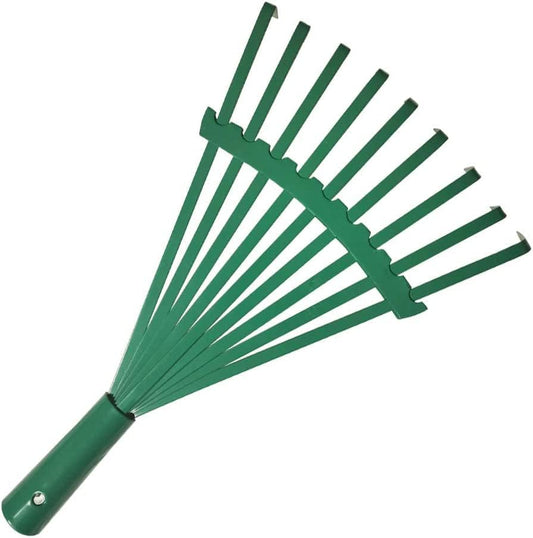 9 Tines Gardening Rake Small Metal Garden Hand Lawn Rake Head Only for Kids 7 in (Army Green)