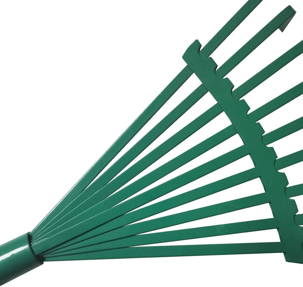9 Tines Gardening Rake Small Metal Garden Hand Lawn Rake Head Only for Kids 7 in (Army Green)
