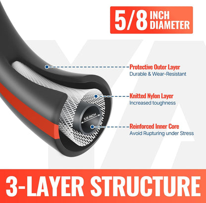 50ft Flexible Garden Hose 5/8in I.D. with 360° Swivel Brass Handle