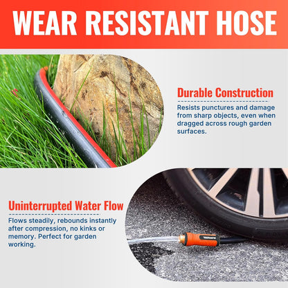 50ft Flexible Garden Hose 5/8in I.D. with 360° Swivel Brass Handle