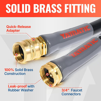 50ft Flexible Garden Hose 5/8in I.D. with 360° Swivel Brass Handle