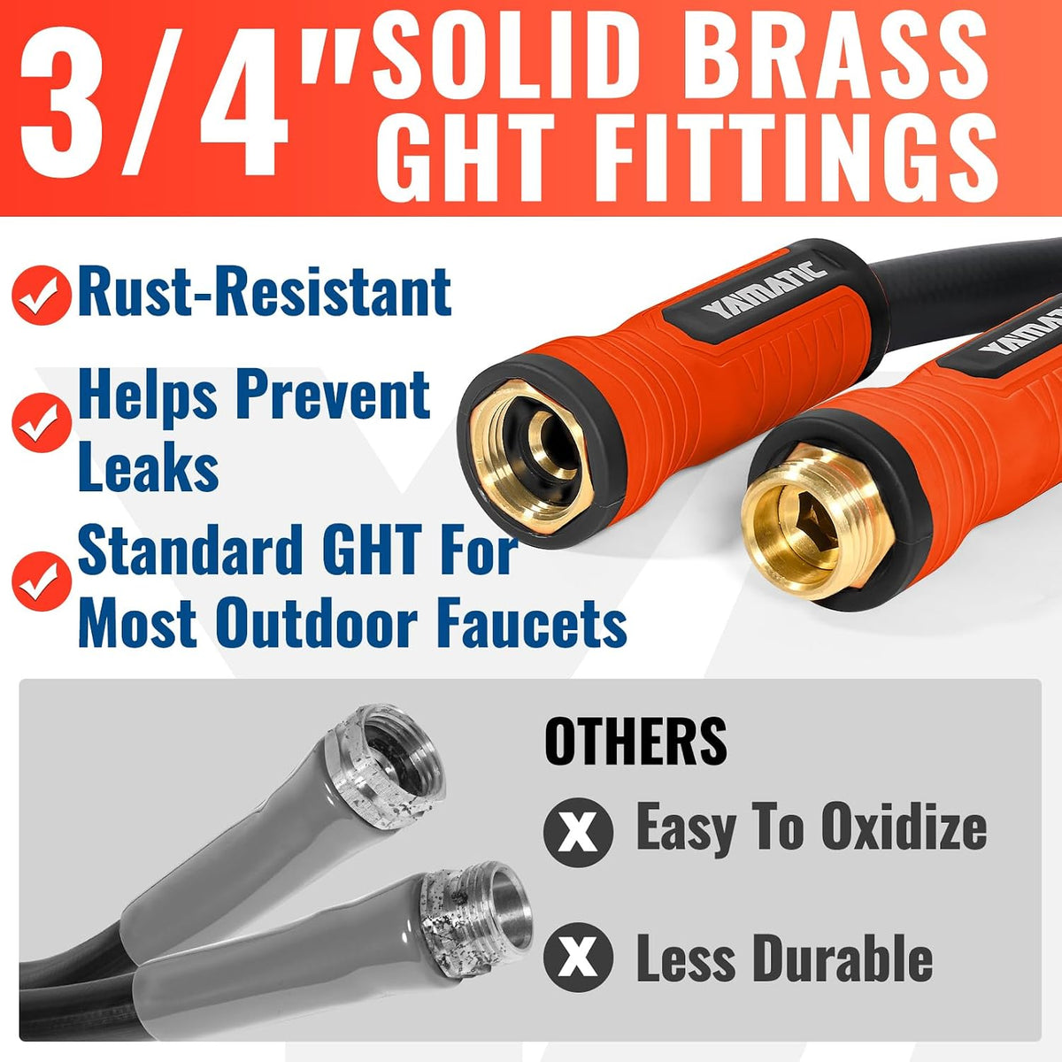50ft Flexible Garden Hose 5/8in I.D. with 360° Swivel Brass Handle