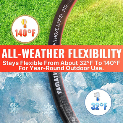 50ft Flexible Garden Hose 5/8in I.D. with 360° Swivel Brass Handle