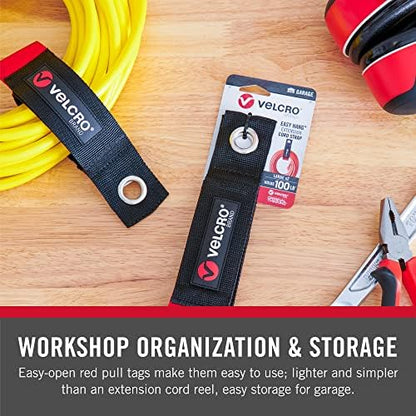 Easy Hang Extension Cord Holder Organizer Variety Pack | Holds 60-100lbs, Heavy Duty Straps Fit Easily on Hooks or Nails | Perfect for Garage Organization | 3-pk 10", 14" and 18", Black