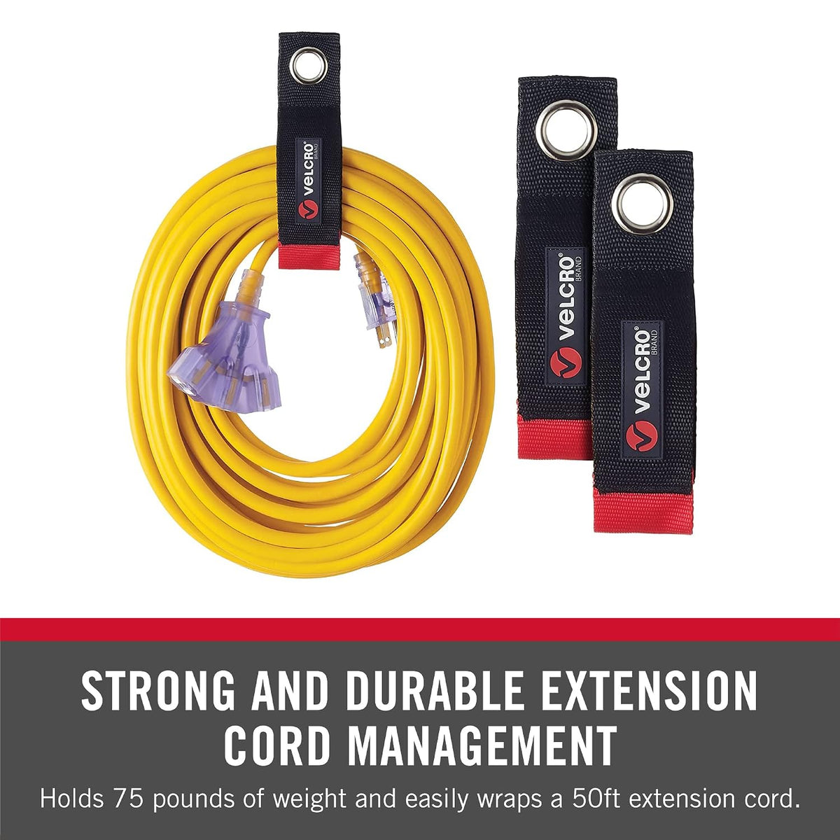 Easy Hang Extension Cord Holder Organizer Variety Pack | Holds 60-100lbs, Heavy Duty Straps Fit Easily on Hooks or Nails | Perfect for Garage Organization | 3-pk 10", 14" and 18", Black
