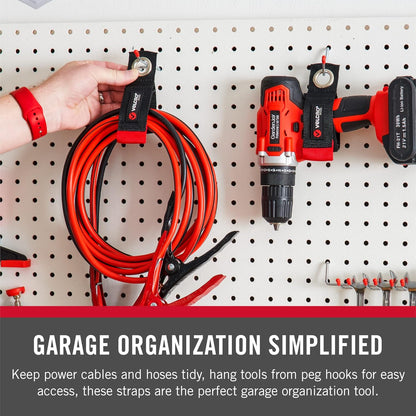 Easy Hang Extension Cord Holder Organizer Variety Pack | Holds 60-100lbs, Heavy Duty Straps Fit Easily on Hooks or Nails | Perfect for Garage Organization | 3-pk 10", 14" and 18", Black