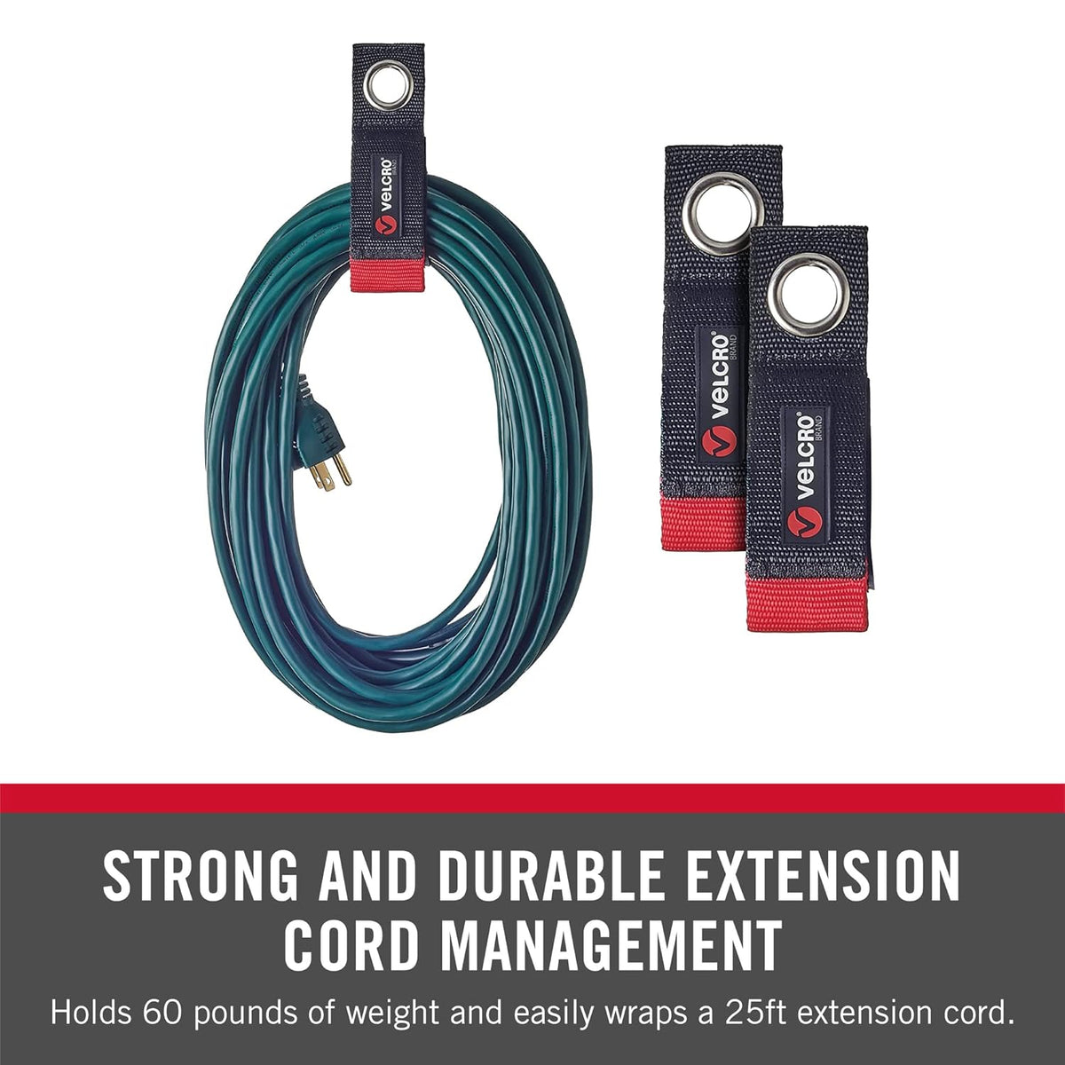 Easy Hang Extension Cord Holder Organizer Variety Pack | Holds 60-100lbs, Heavy Duty Straps Fit Easily on Hooks or Nails | Perfect for Garage Organization | 3-pk 10", 14" and 18", Black