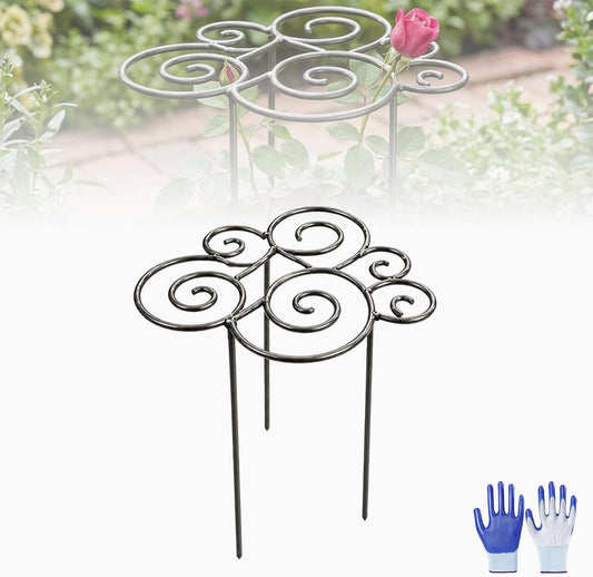 Metal Plant Support Ring for Garden, Decorative Peony Cages and Supports, Stackable Houseplant Stake, Metal Plant Support Ring for Climbing Plants, Vines, Peonies, and Tomatoes (M)