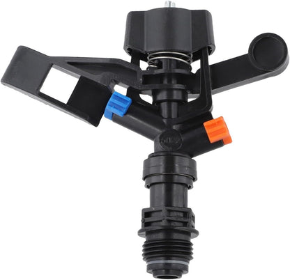 Rocker Sprinkler 360° Adjustable Rotary Impacts Spray Nozzle for Garden Lawn and Farm Irrigation with 13-23 ft Coverage, Black PP Plastic
