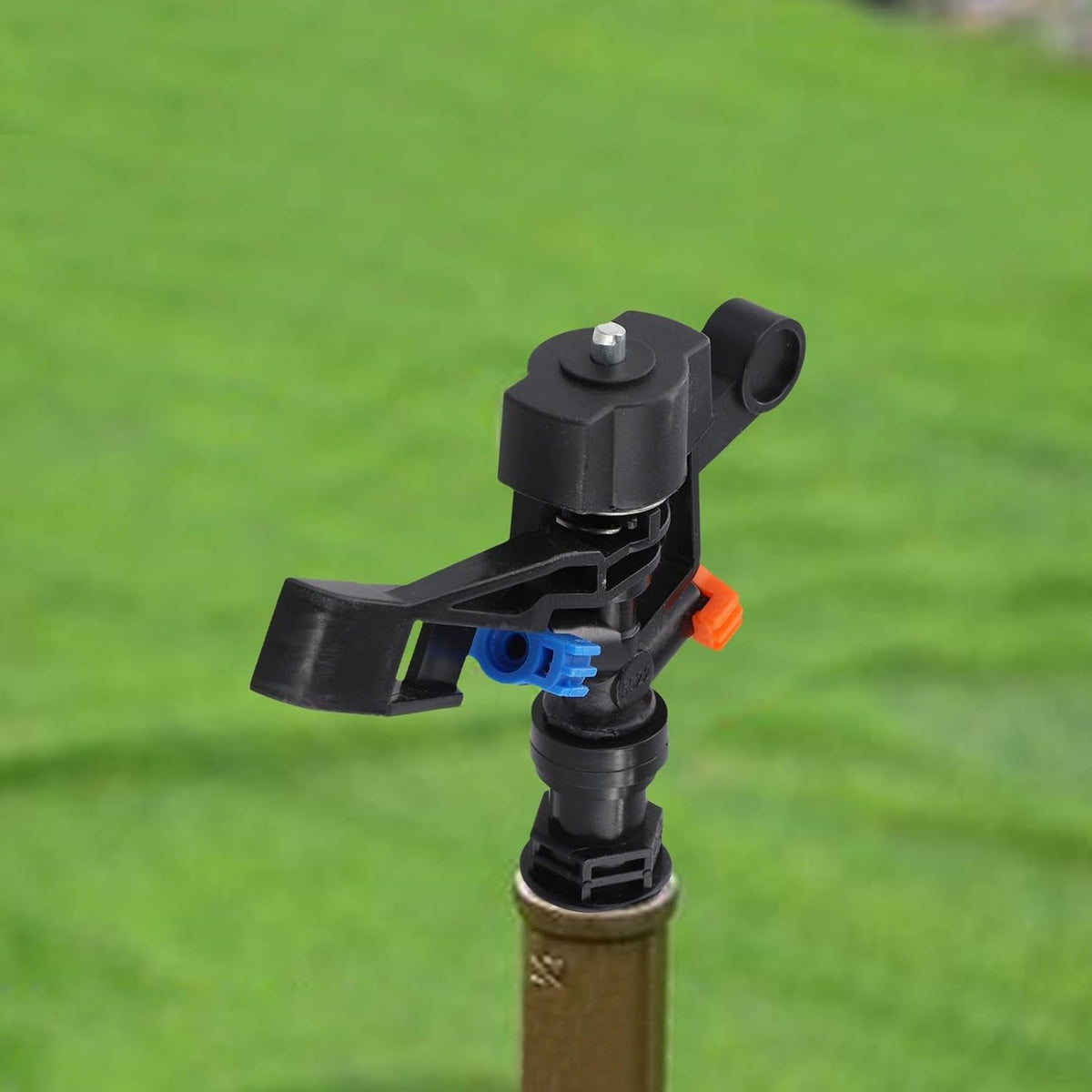 Rocker Sprinkler 360° Adjustable Rotary Impacts Spray Nozzle for Garden Lawn and Farm Irrigation with 13-23 ft Coverage, Black PP Plastic