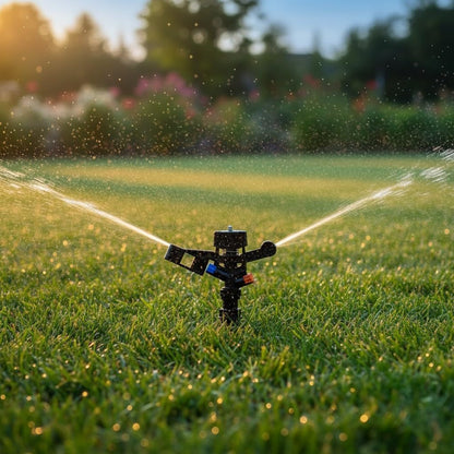 Rocker Sprinkler 360° Adjustable Rotary Impacts Spray Nozzle for Garden Lawn and Farm Irrigation with 13-23 ft Coverage, Black PP Plastic