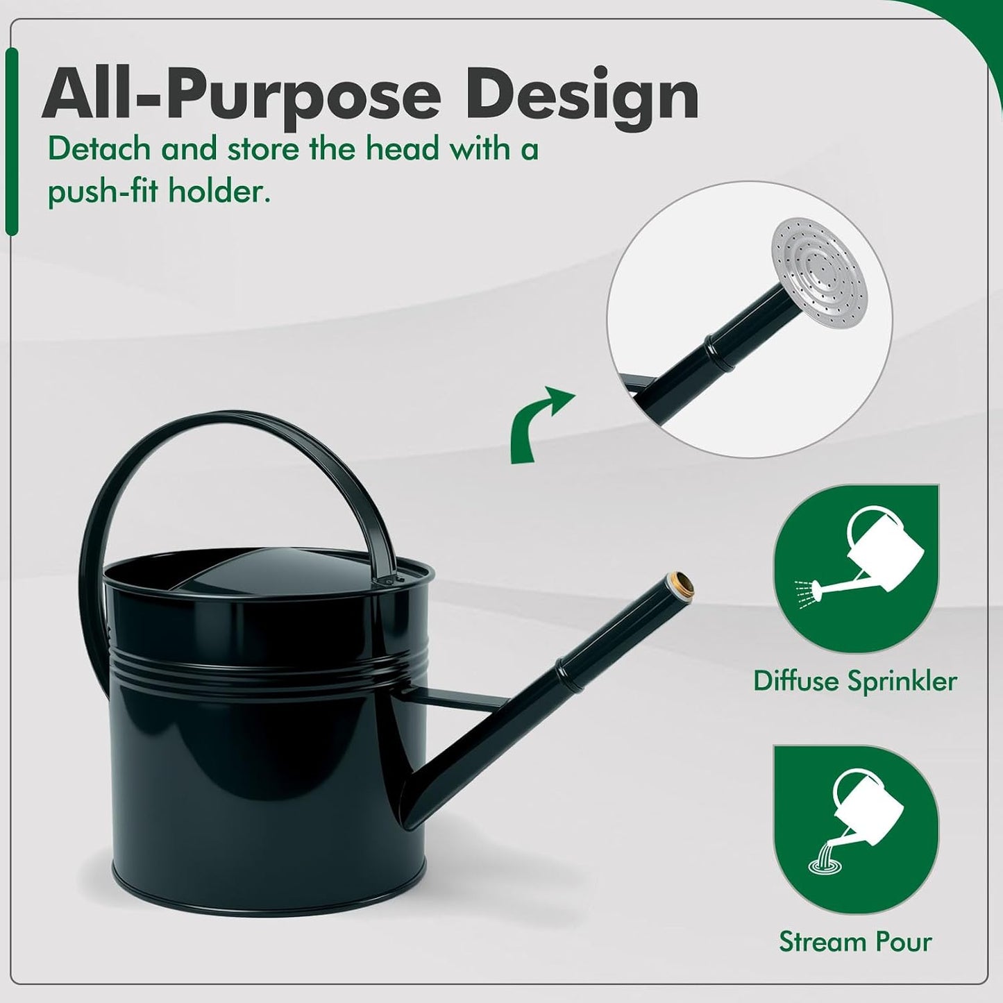 Galvanized Iron Watering Can for Indoor Plants, Bowl Watering Cans for House Plant Garden Flower, Long Spout Water Can for Outdoor Watering Plants 8.71L 2.3 Gallon Silver