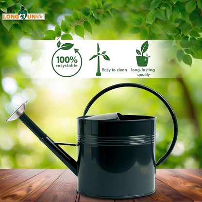 Galvanized Iron Watering Can for Indoor Plants, Bowl Watering Cans for House Plant Garden Flower, Long Spout Water Can for Outdoor Watering Plants 8.71L 2.3 Gallon Silver