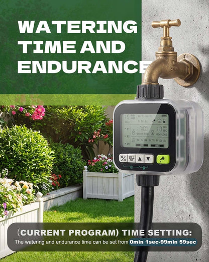 Sprinkler Timer with Brass Valves, Programmable Hose Timer for Garden & Lawn, Digital Watering System with Rain Delay & Manual Override, for Soaker Hoses, Drip Irrigation, Yard Care (Clear)