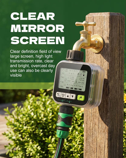 Sprinkler Timer with Brass Valves, Programmable Hose Timer for Garden & Lawn, Digital Watering System with Rain Delay & Manual Override, for Soaker Hoses, Drip Irrigation, Yard Care (Clear)