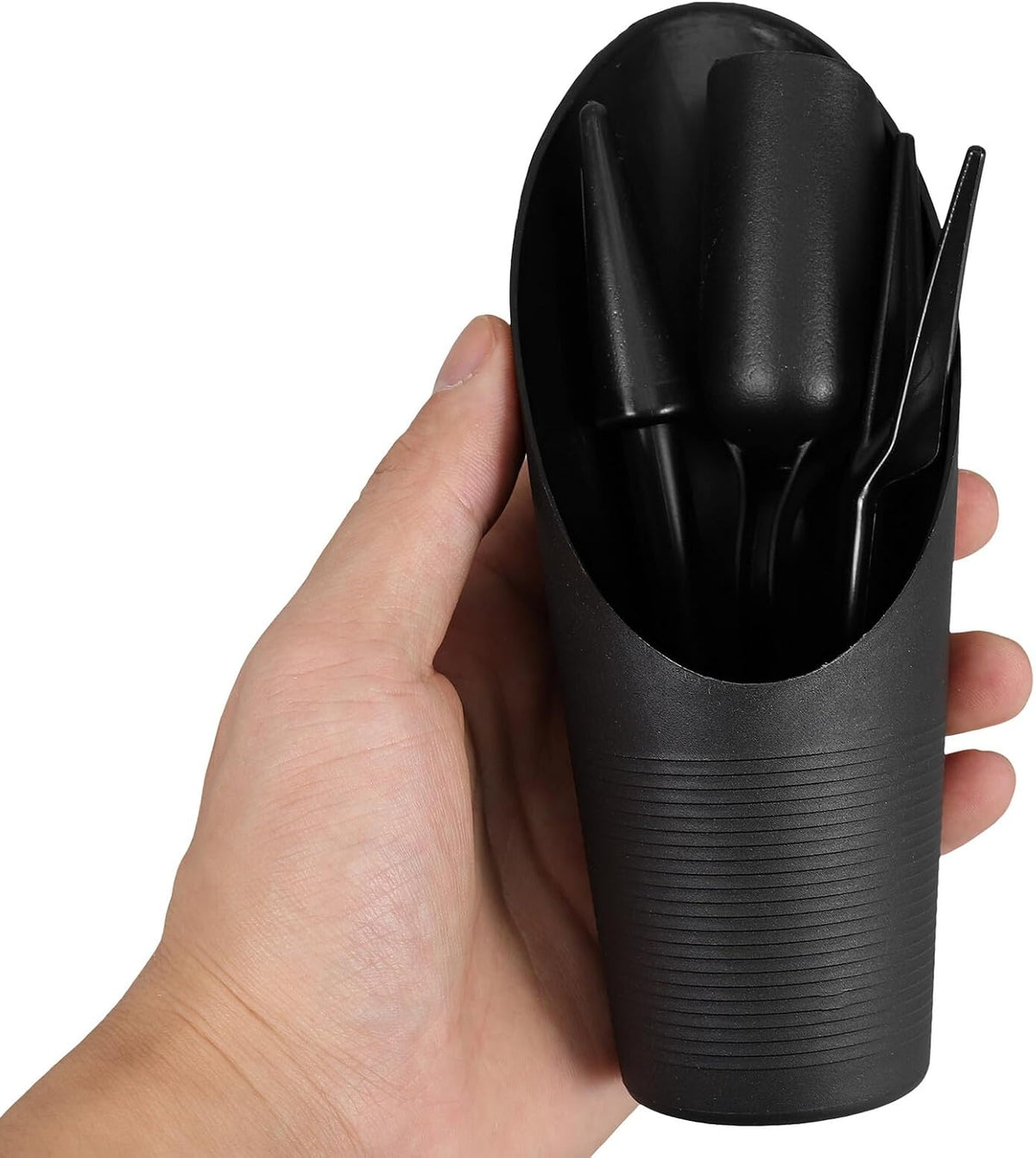 Succulent Planting Tools Set for Beginners 2pcs Garden Digging Tools with Hand Trowel and Transplant Dibber, Black Plastic Soil Scooper for Succulent Gardening and Flowerpot Care