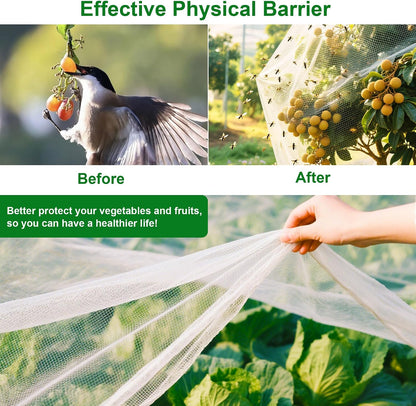 Garden Netting 10x20FT Ultra Fine Mesh Netting Bird Barrier Protection Vegetable Fruit Tree Bushes Plant Cover for Raised Bed