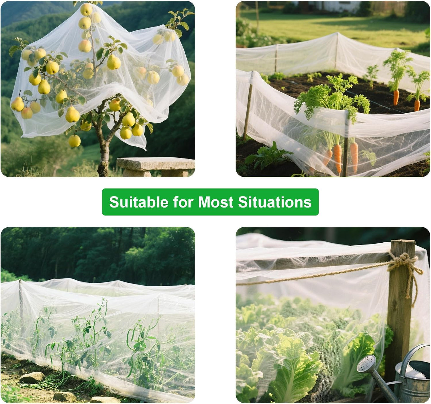 Garden Netting 10x20FT Ultra Fine Mesh Netting Bird Barrier Protection Vegetable Fruit Tree Bushes Plant Cover for Raised Bed