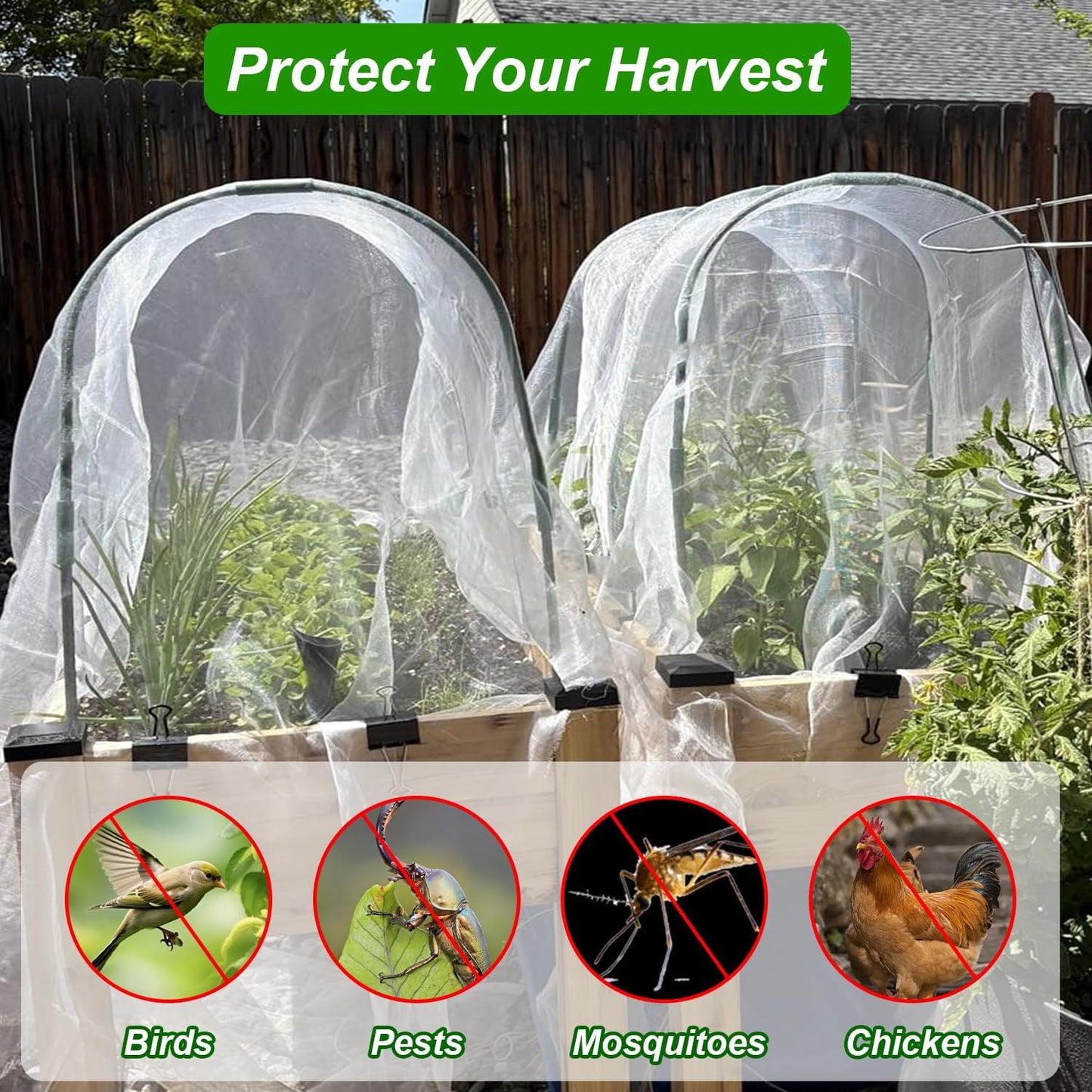 Garden Netting 10x20FT Ultra Fine Mesh Netting Bird Barrier Protection Vegetable Fruit Tree Bushes Plant Cover for Raised Bed