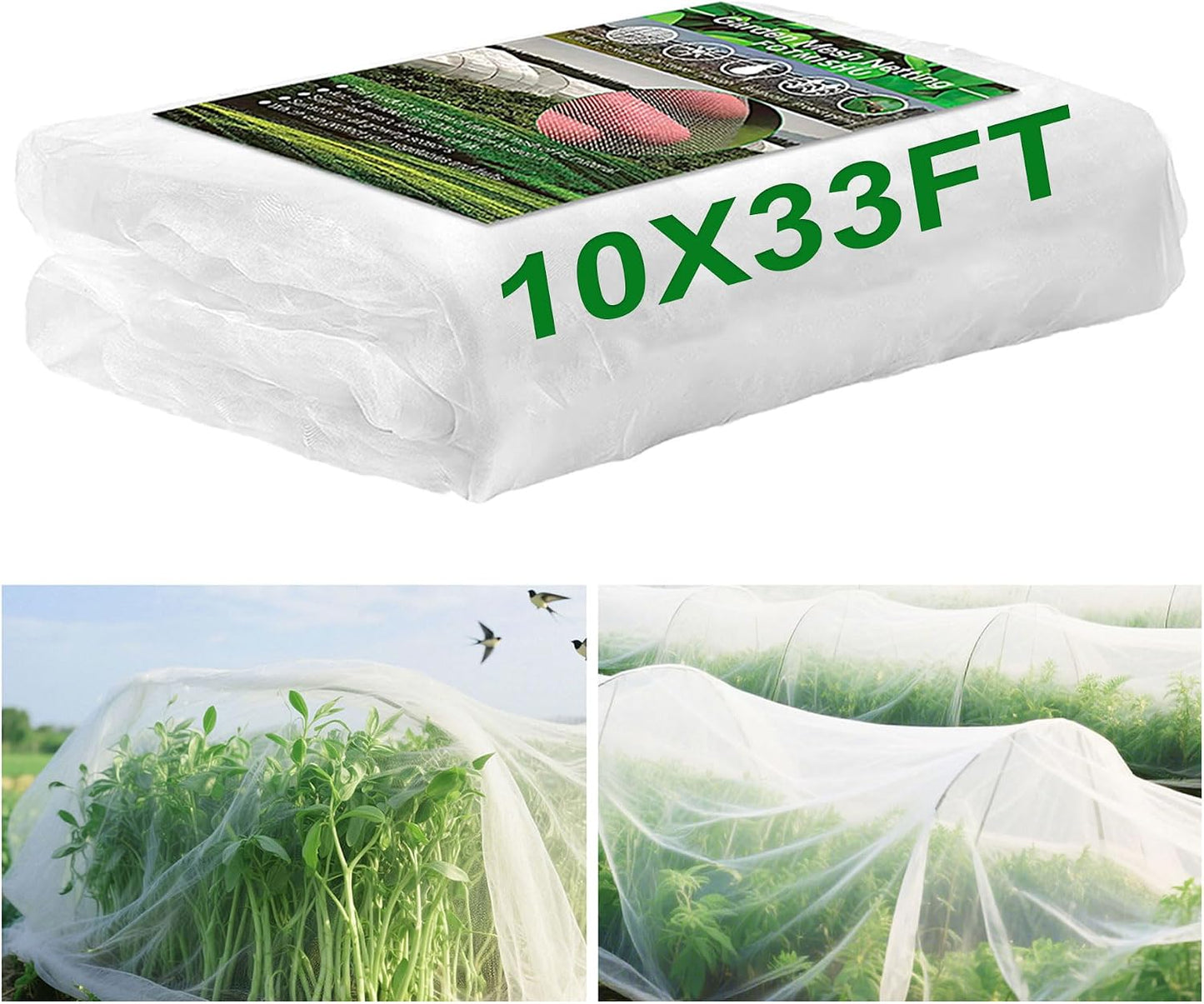 Garden Netting 10x20FT Ultra Fine Mesh Netting Bird Barrier Protection Vegetable Fruit Tree Bushes Plant Cover for Raised Bed