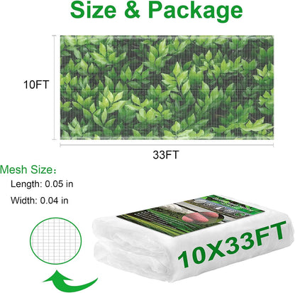 Garden Netting 10x20FT Ultra Fine Mesh Netting Bird Barrier Protection Vegetable Fruit Tree Bushes Plant Cover for Raised Bed