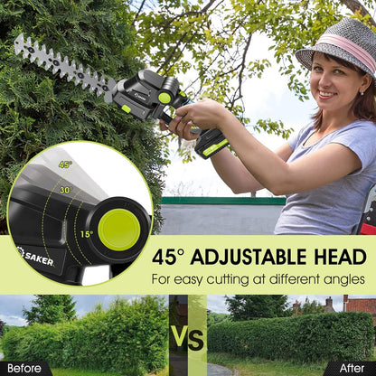 20V Cordless Hedge Trimmer,2 in 1 Bush Trimmer with 2 Battery