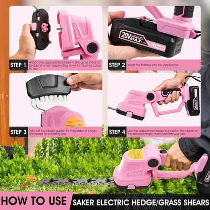 20V Cordless Hedge Trimmer,2 in 1 Bush Trimmer with 2 Battery
