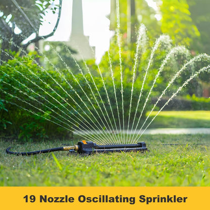 Oscillating Sprinkler for Yard, Garden and Flower Beds, Covers Up to 3,600 sq. ft., Durable Lawn Sprinkler with 19 Precision Nozzles, Adjustable Range Watering System