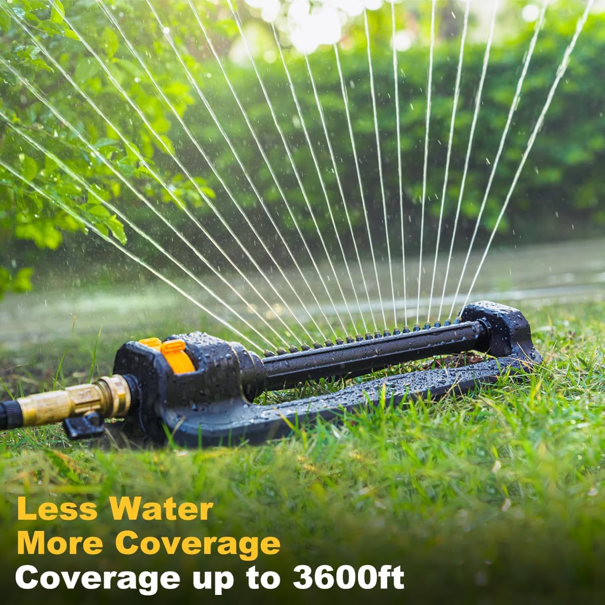 Oscillating Sprinkler for Yard, Garden and Flower Beds, Covers Up to 3,600 sq. ft., Durable Lawn Sprinkler with 19 Precision Nozzles, Adjustable Range Watering System