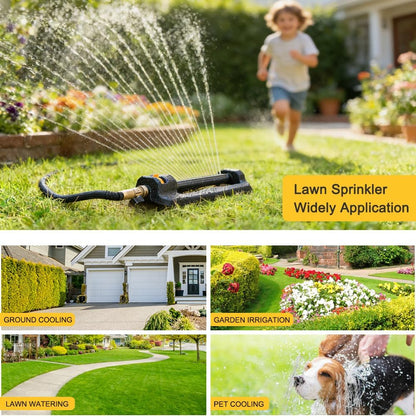 Oscillating Sprinkler for Yard, Garden and Flower Beds, Covers Up to 3,600 sq. ft., Durable Lawn Sprinkler with 19 Precision Nozzles, Adjustable Range Watering System