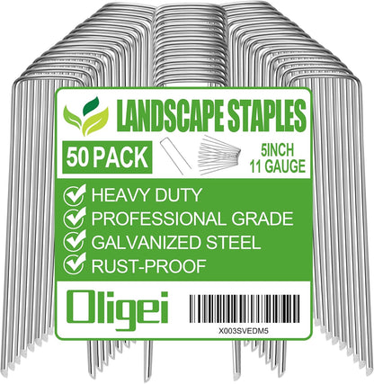 24 Pack Garden Stakes, U-Shaped Tent Stakes, Galvanized Landscape Staples, Ground Stakes, for Landscaping Securing Weed Barrier Fabric, Irrigation Tubing, Holding Fence, Tarpaulin