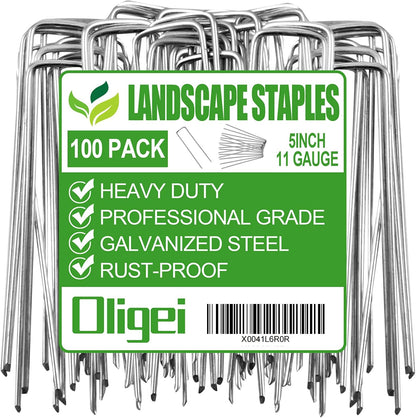 24 Pack Garden Stakes, U-Shaped Tent Stakes, Galvanized Landscape Staples, Ground Stakes, for Landscaping Securing Weed Barrier Fabric, Irrigation Tubing, Holding Fence, Tarpaulin