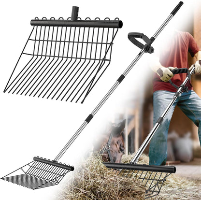 Manure Fork with 2 Metal Durafork Replacement Heads and 1 Steel Handle