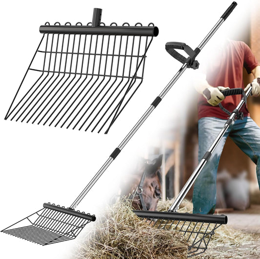 Manure Fork with 2 Metal Durafork Replacement Heads and 1 Steel Handle