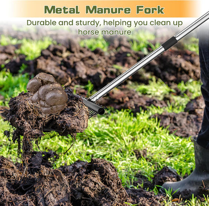 Manure Fork with 2 Metal Durafork Replacement Heads and 1 Steel Handle