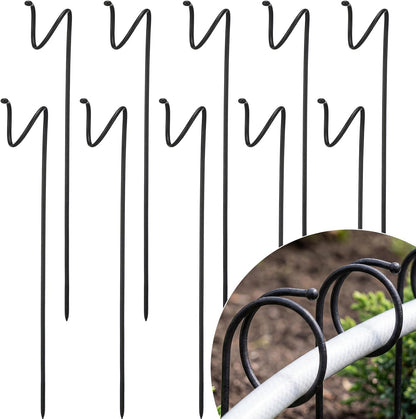 10 Pack 14.5 Inch Ball End Garden Hose Guide Stakes, Heavy Duty Metal Hoses Guard Spike, Holders to Stay Off Grass, Water Pipe Guides for Yard Lawn & Flower Beds to Protect Plants