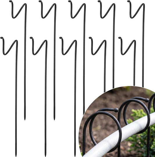10 Pack 14.5 Inch Ball End Garden Hose Guide Stakes, Heavy Duty Metal Hoses Guard Spike, Holders to Stay Off Grass, Water Pipe Guides for Yard Lawn & Flower Beds to Protect Plants