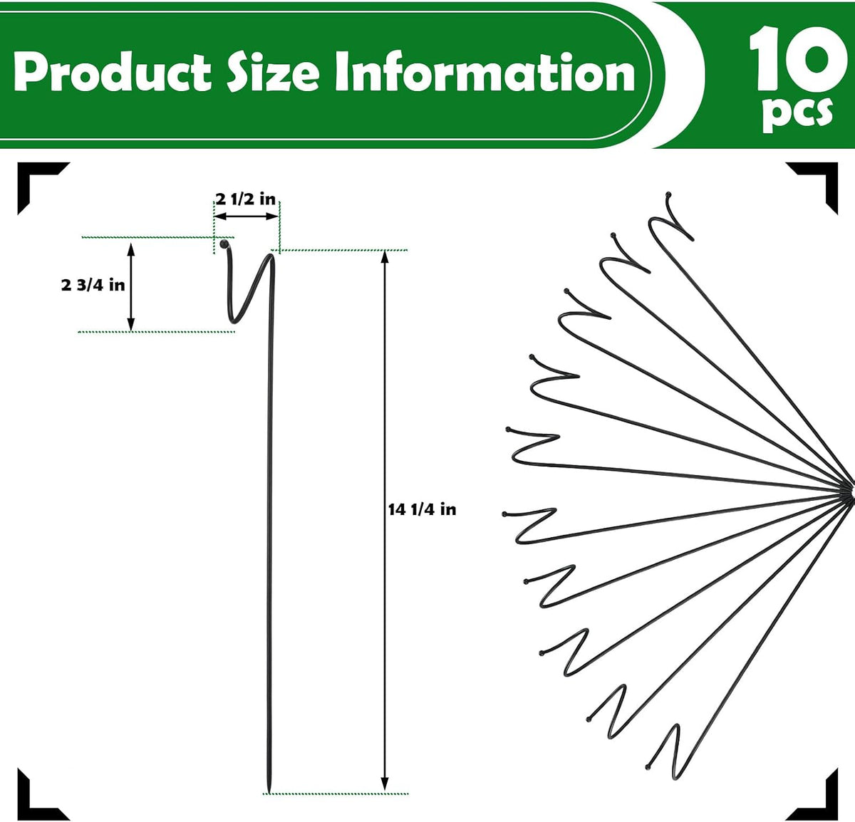 10 Pack 14.5 Inch Ball End Garden Hose Guide Stakes, Heavy Duty Metal Hoses Guard Spike, Holders to Stay Off Grass, Water Pipe Guides for Yard Lawn & Flower Beds to Protect Plants