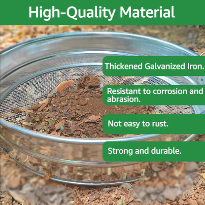 19'' Extra Large Soil Sifter with Handles, Compost Sifter for Gardening, Dirt Sifter,Rock Sifter,Garden Sieve for Compost Dirt Rocks Pellet Gravel Sand Leaves,Garden Tool 19" x19"x4.3" with 1/4" Mesh