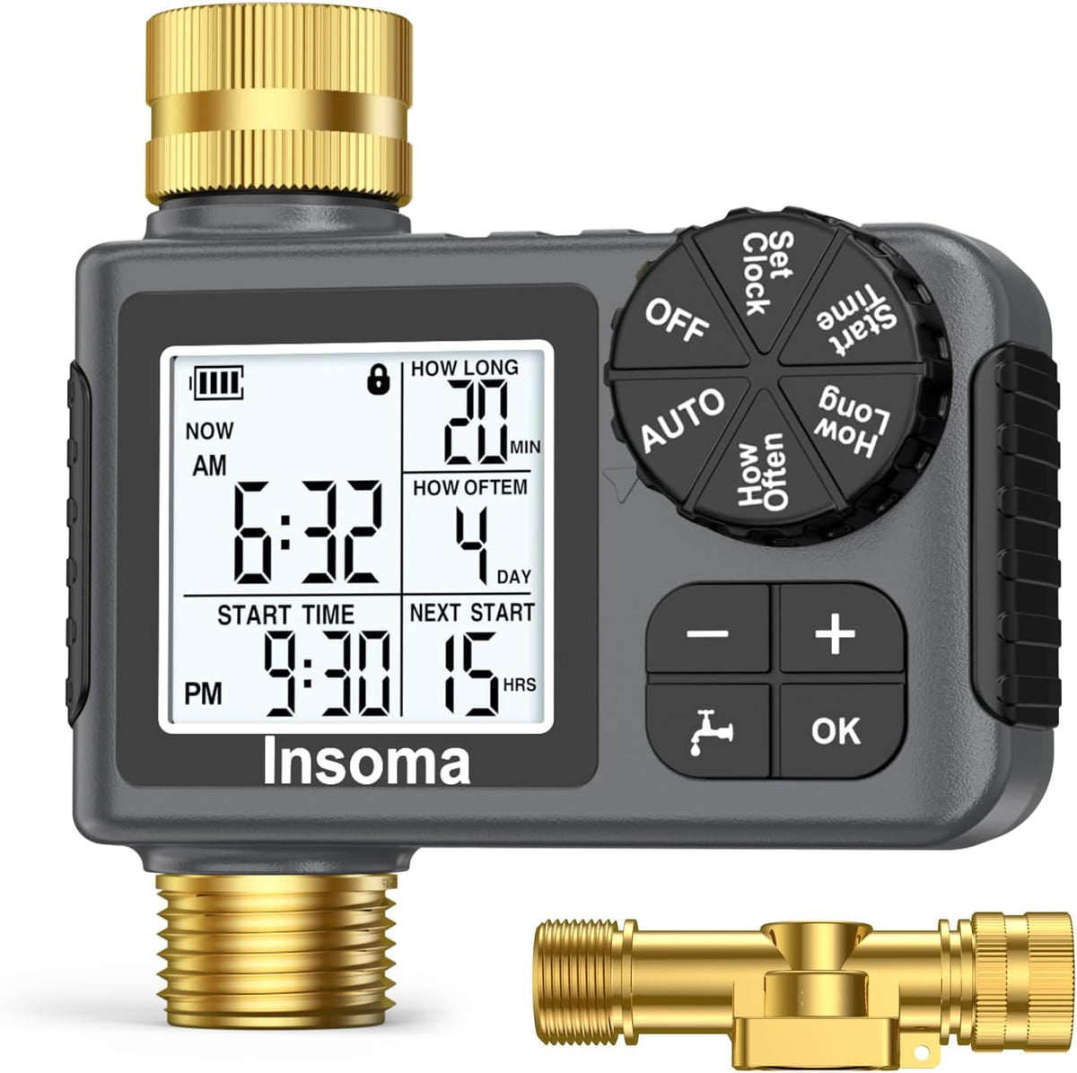 Outdoor Garden Hose Faucet Timers, Programmable Water Sprinkler Timer with Rain Delay/Manual/Automatic Drip Irrigation and Lawn Watering System for Yard, 1 Outlet