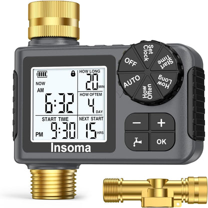 Outdoor Garden Hose Faucet Timers, Programmable Water Sprinkler Timer with Rain Delay/Manual/Automatic Drip Irrigation and Lawn Watering System for Yard, 1 Outlet
