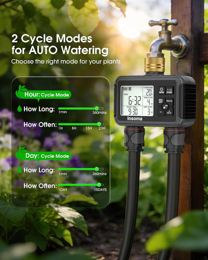 Outdoor Garden Hose Faucet Timers, Programmable Water Sprinkler Timer with Rain Delay/Manual/Automatic Drip Irrigation and Lawn Watering System for Yard, 1 Outlet