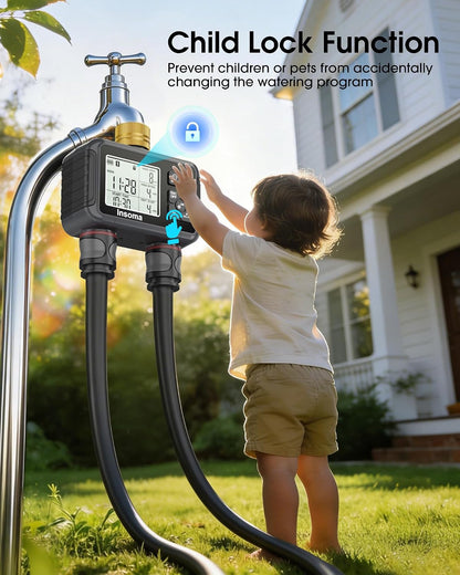 Outdoor Garden Hose Faucet Timers, Programmable Water Sprinkler Timer with Rain Delay/Manual/Automatic Drip Irrigation and Lawn Watering System for Yard, 1 Outlet