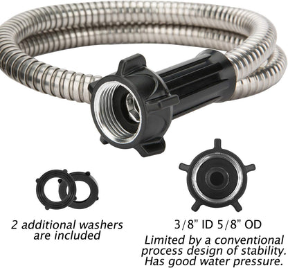 304 Stainless Steel 3 Feet Short Garden Hose with Female to Male Connector, Water Hose, Metal Hose, Outdoor Hose (3ft)