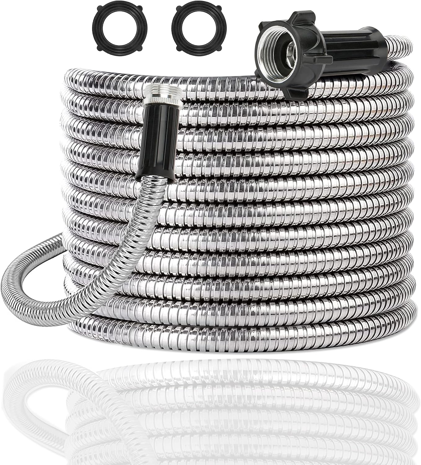 304 Stainless Steel 3 Feet Short Garden Hose with Female to Male Connector, Water Hose, Metal Hose, Outdoor Hose (3ft)