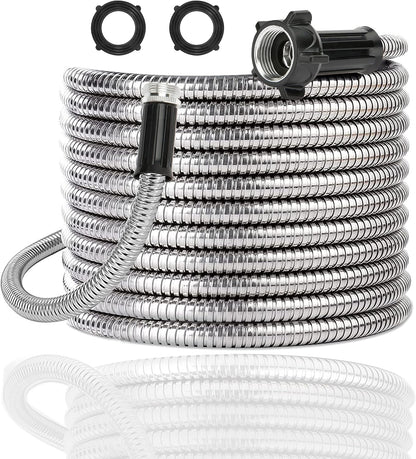 304 Stainless Steel 3 Feet Short Garden Hose with Female to Male Connector, Water Hose, Metal Hose, Outdoor Hose (3ft)