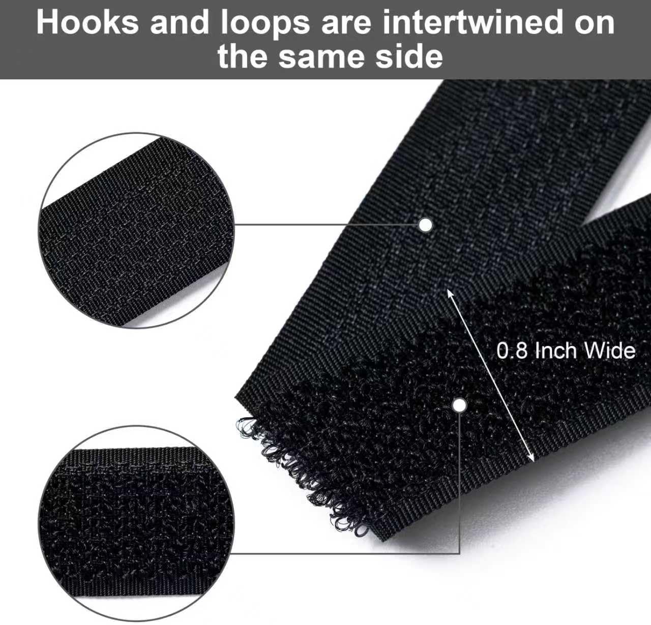 1" x32Ft Hook and Loop Straps with 50 Metal Buckles，Black