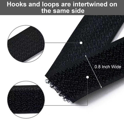 1" x32Ft Hook and Loop Straps with 50 Metal Buckles，Black