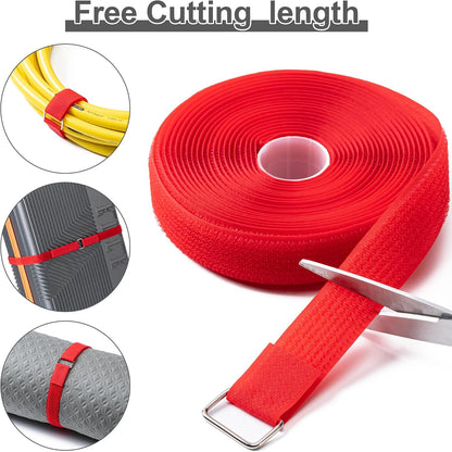 1" x32Ft Hook and Loop Straps with 50 Metal Buckles，Black